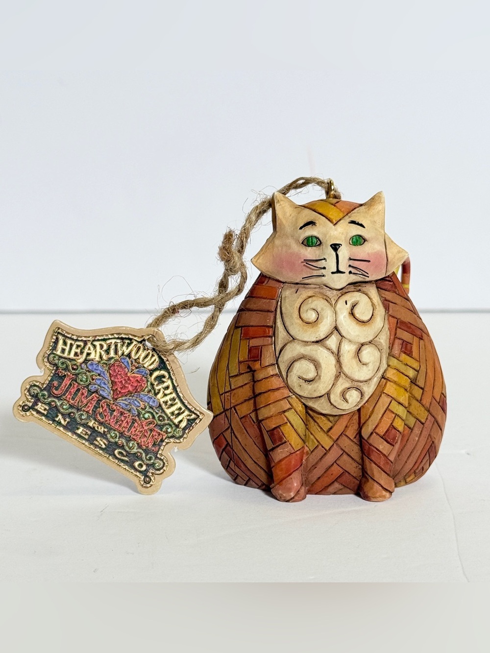 2003 Vintage Jim Shore Heartwood Creek “Elijah” Fat Cat Ornament – Enesco